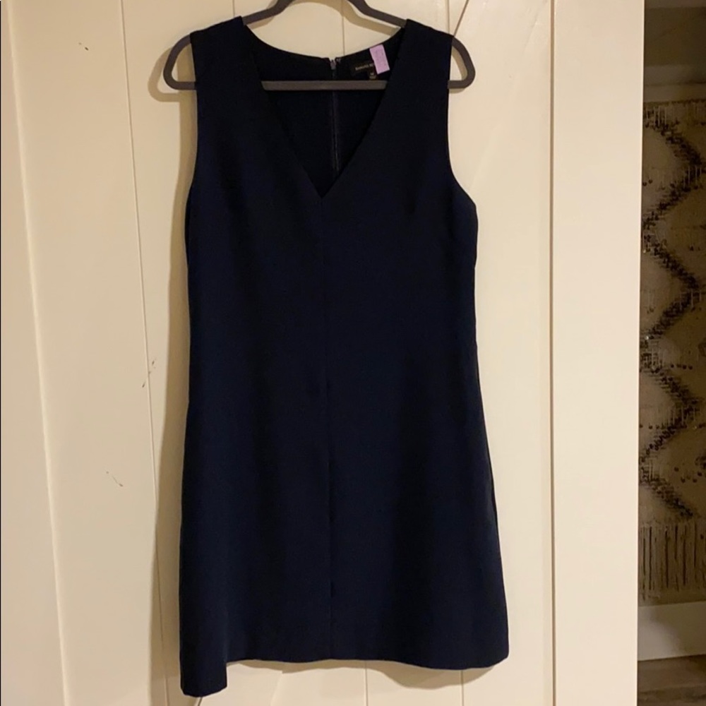 Navy blue, a line dress